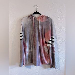 2X Tie dye long sleeve hooded top